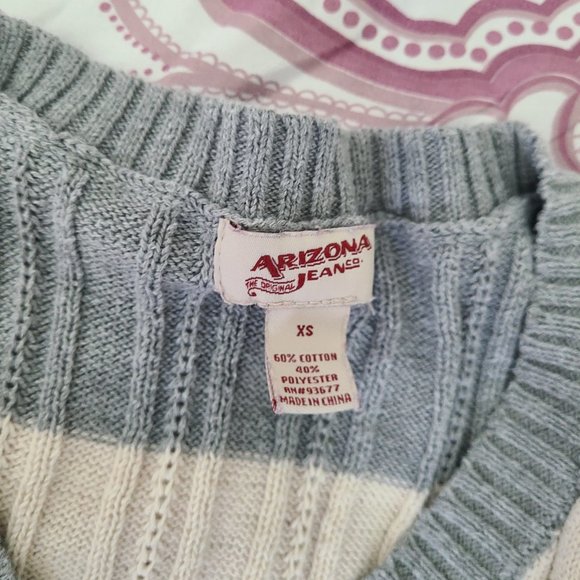 Arizona Striped Vneck Ribbed Sweater XS - Picture 16 of 16